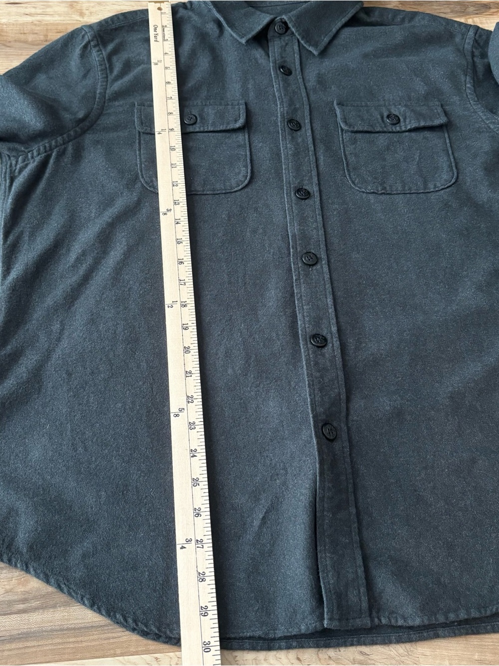 American Eagle Men's XL Solid Charcoal Flannel Shirt Grunge Workwear Rugged - Picture 7 of 10